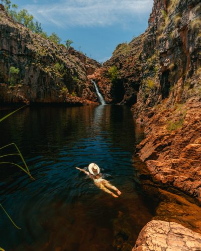 Previously known as Barramundi Gorge, Maguk is a gorgeous swimming hole of crystal clear water that is fed by a waterfall. ..To get here you will need to take your four-wheel drive offroad, and then take a short hike before you will get to the gorge. It is a 14 km drive from Cooinda, 12km of which is offroad, and a 2km return hike.